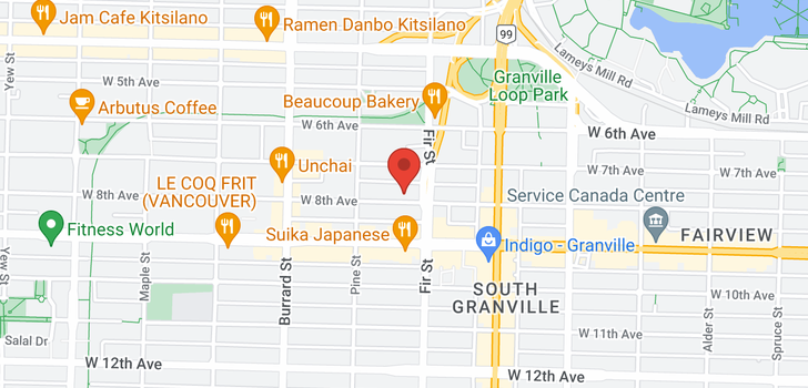 map of 1101 1633 W 8TH AVENUE